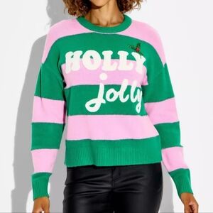 33 Degrees Holly Jolly Festive Graphic Sweater - Multicolor Striped